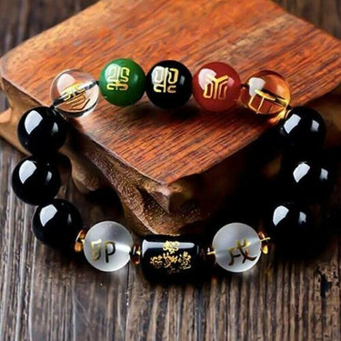 5 Wealth Feng Shui Black Obsidian Bracelet YourSoulPlace.com